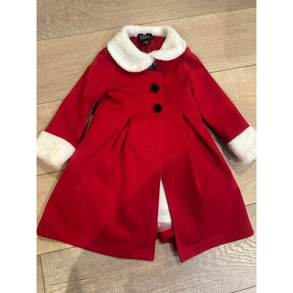 lilt Other - LILT 2T GIRLS RED & WHITE DRESS WITH PEA COAT CHRISTMAS